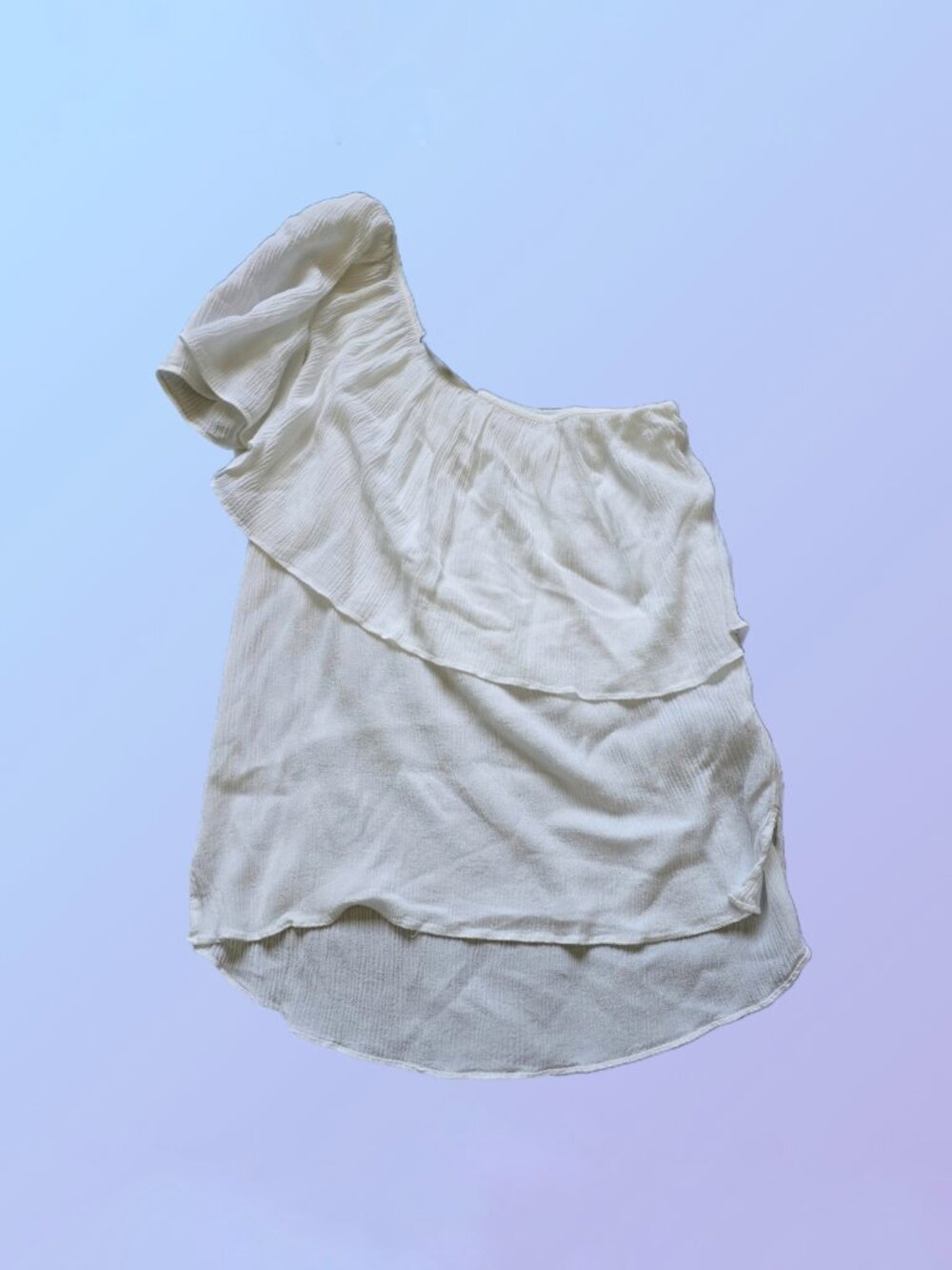 BcbgMaxazria White One Shoulder Ruffle Loose Fit Blouse size XXS